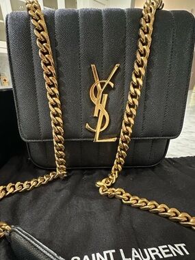 Saint Laurent Vicky crossbody with Gold YSL Chain